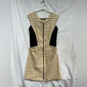 Closing closet ⭐️ NWT Designer Allison Wonderland black and natural linen dress